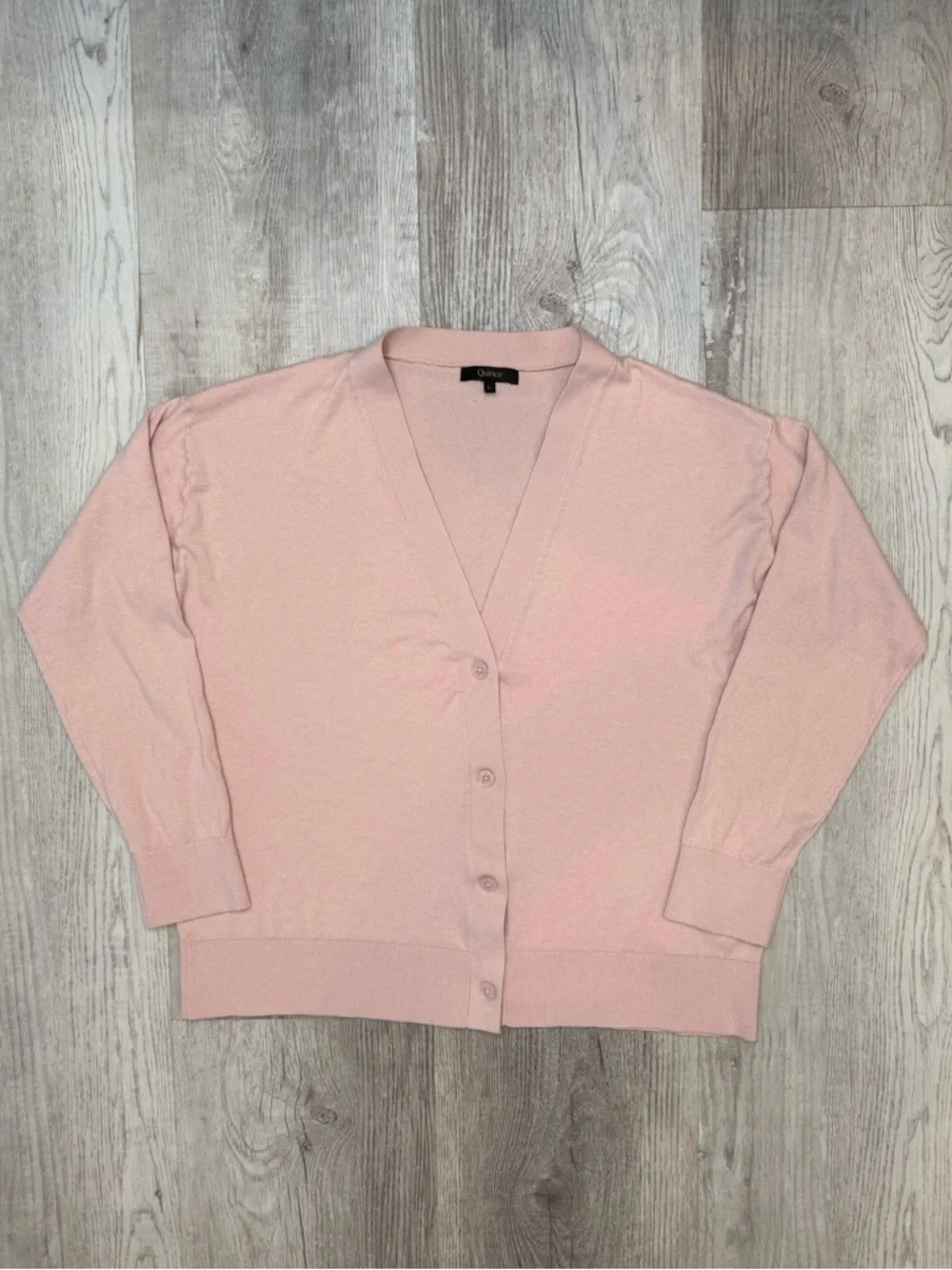 Quince Lightweight Cotton Cashmere Cardigan Sugar Stone Womens Size L Grannycore